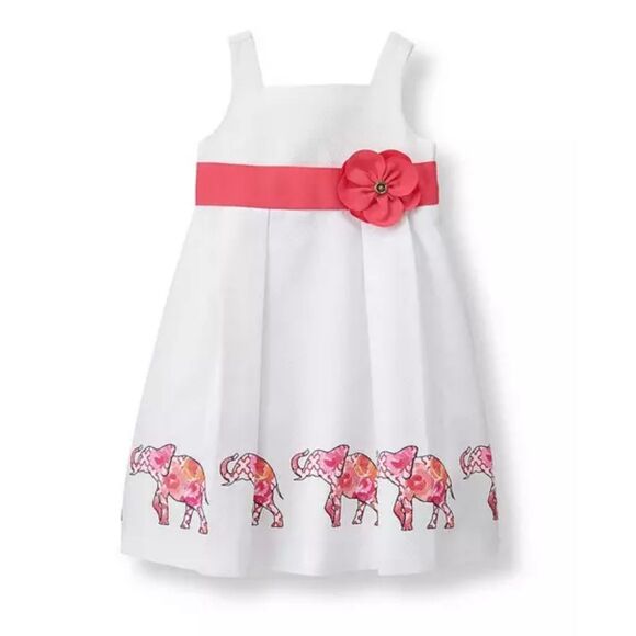 NWOT Janie & Jack Elephant Pique Empire Waist Baby Girl  Dress 12-18 Months - Picture 1 of 12
